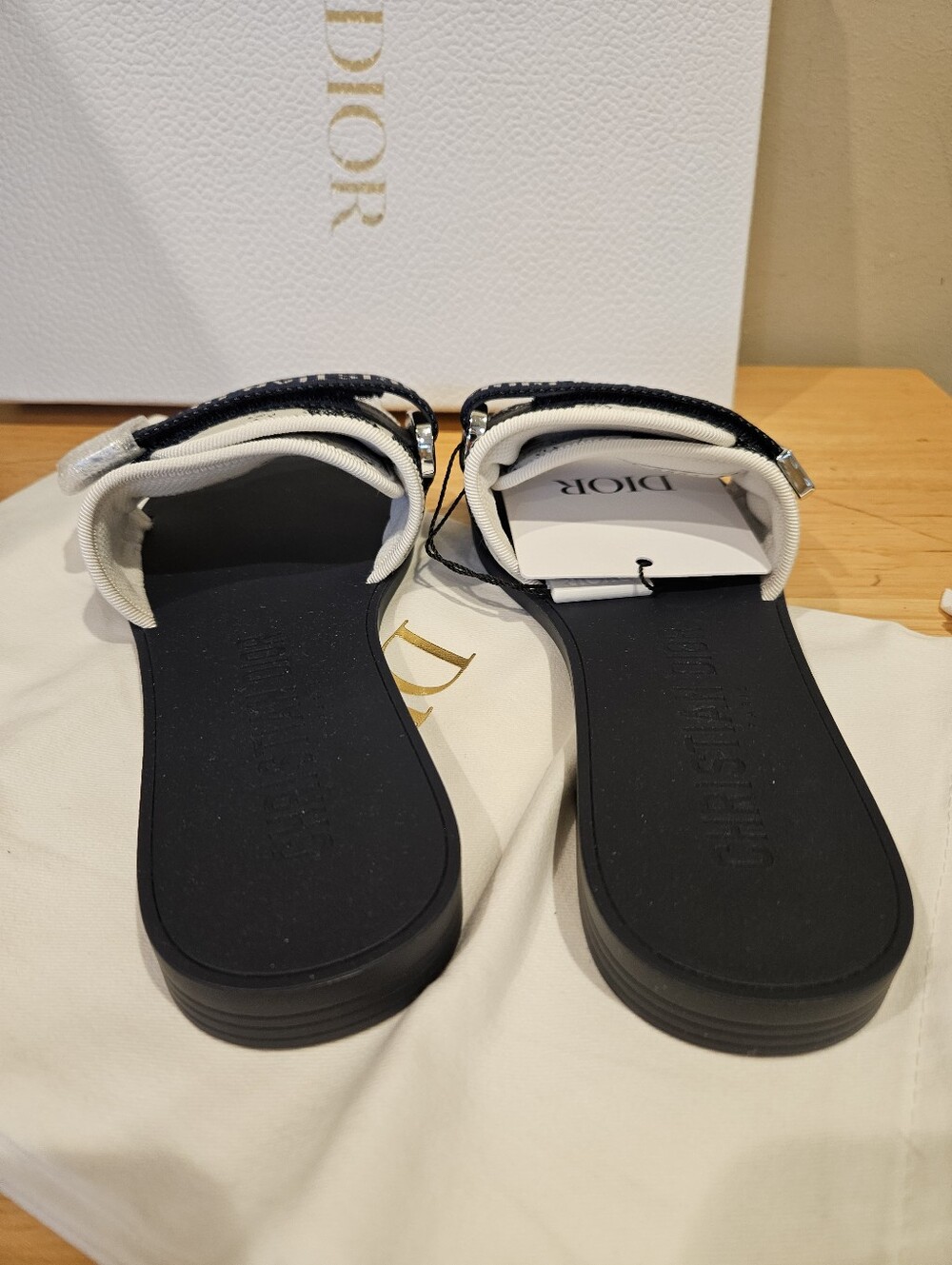 Christian Dior Dio(r)evolution Dway Blue Rubber Logo Slide Mule Flat Sandal 37 - Picture 5 of 9